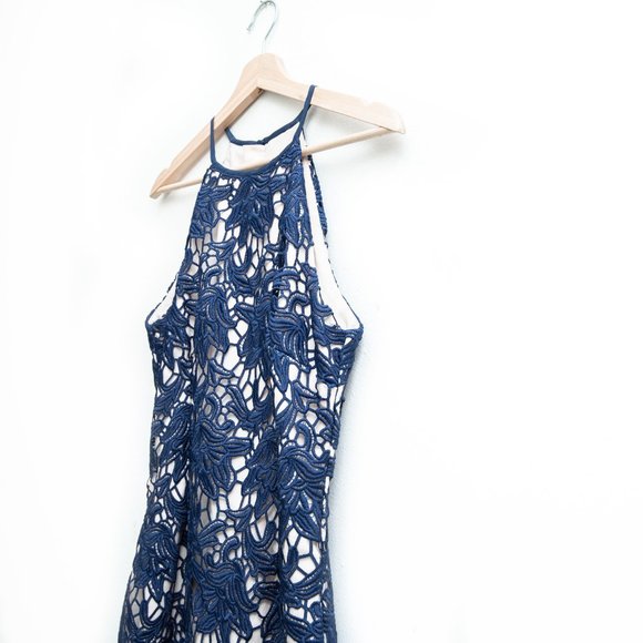 Keepsake Floral Embroidery Overlay Midi Dress Racer Back - Picture 4 of 7